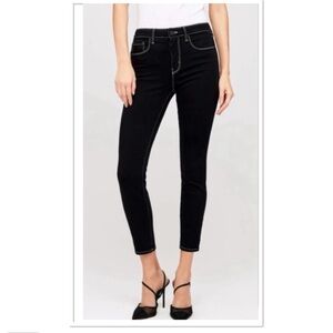 L'AGENCE Margot Skinny High Rise Noir Contrast Sz 26 Cotton Blend